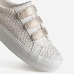 Tennis plateforme beige à scratchs