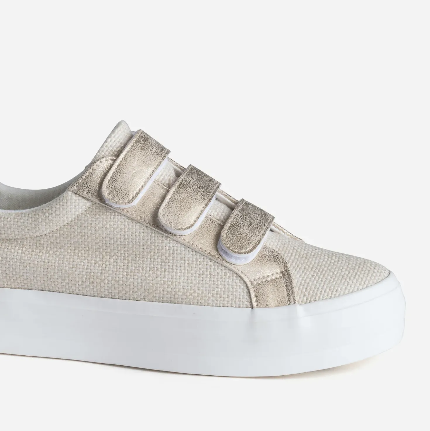 Tennis plateforme TEXTO beige à scratchs dorés