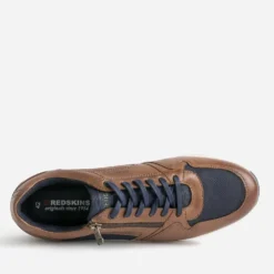 Tennis REDSKINS marron et marine en cuir et toile
