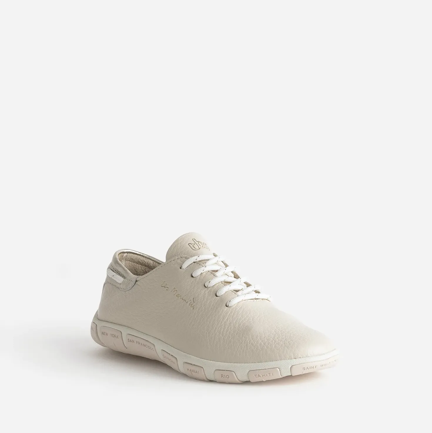 Tennis TBS beige en cuir à semelle bicolore
