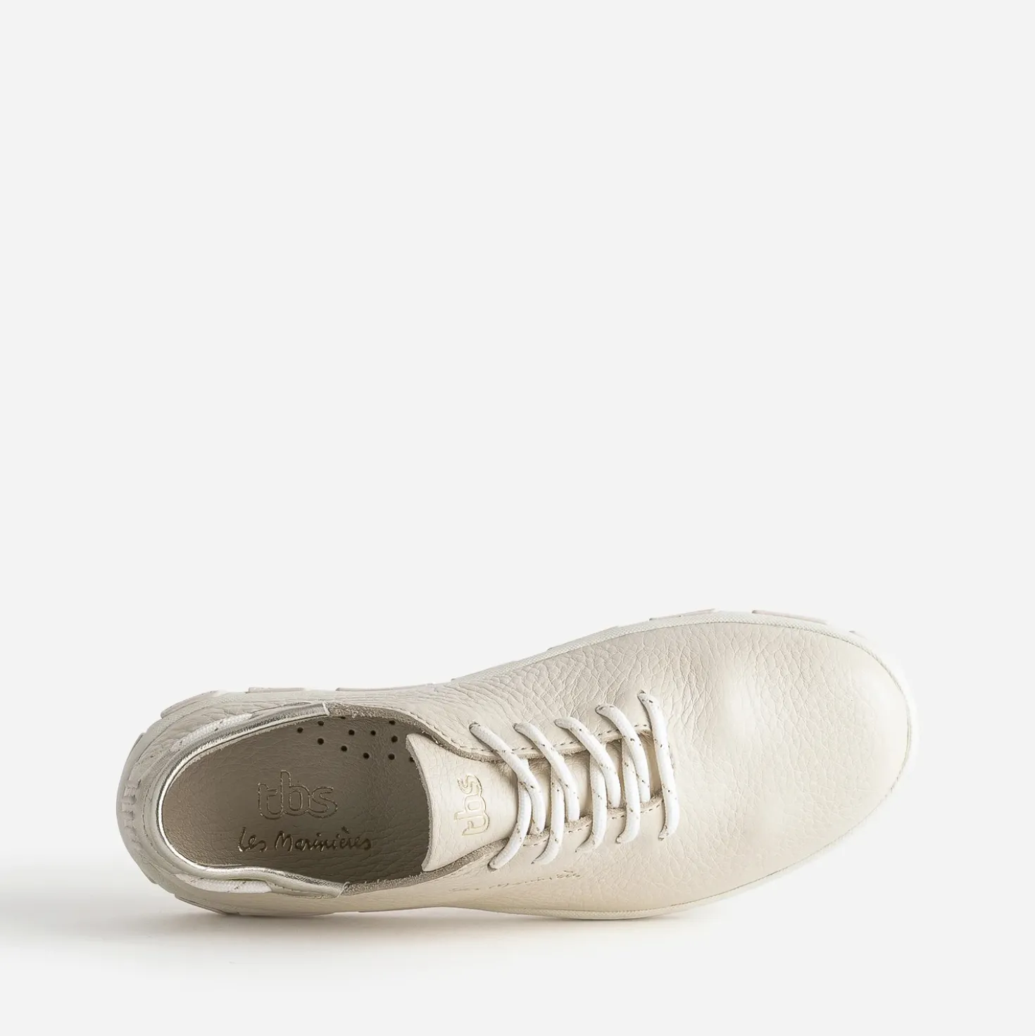 Tennis TBS beige en cuir à semelle bicolore