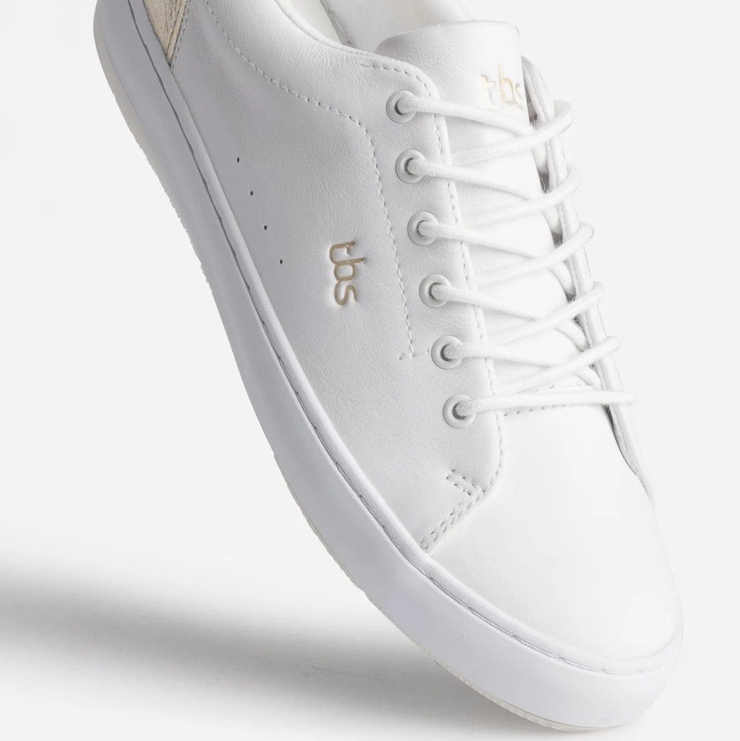 Tennis TBS blanche et or en cuir