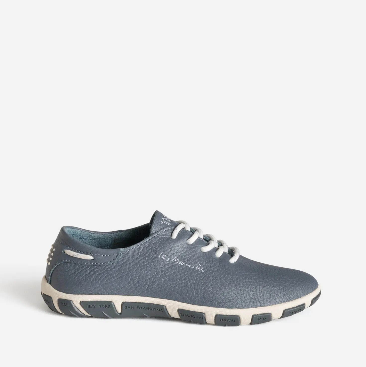 Tennis TBS bleu cuir semelle bicolore