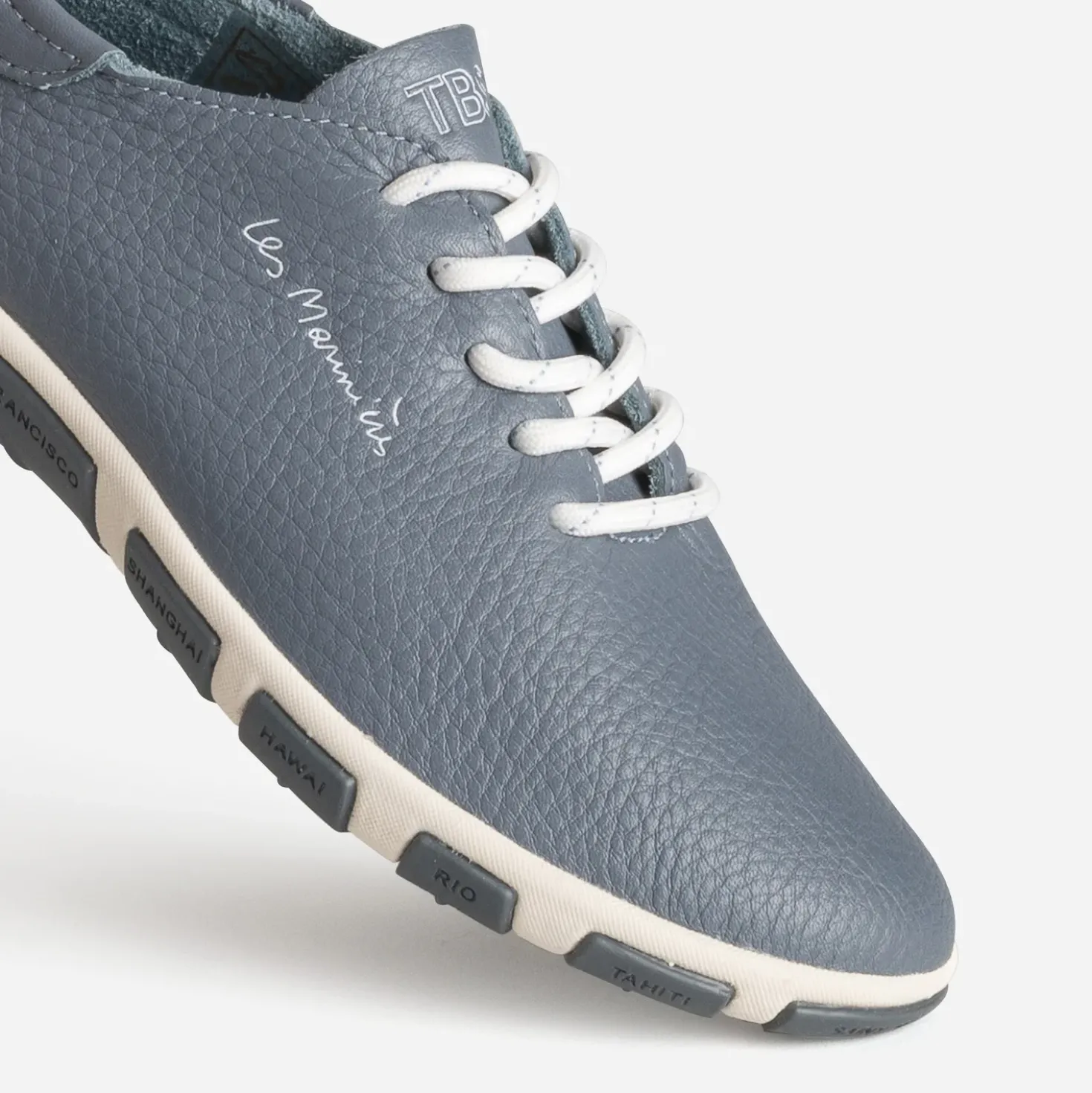 Tennis TBS bleu cuir semelle bicolore