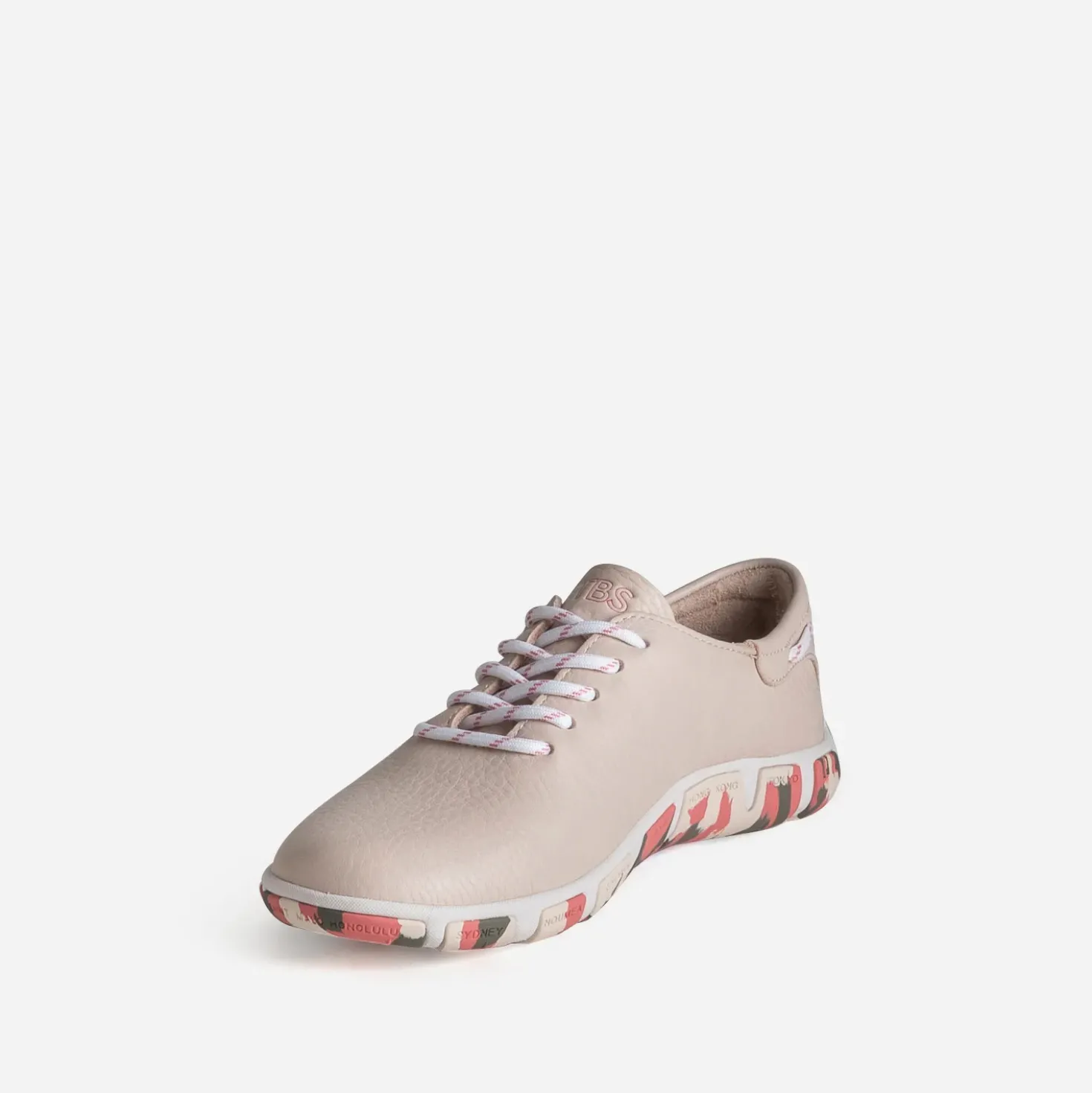 Tennis TBS rose cuir semelle à motif