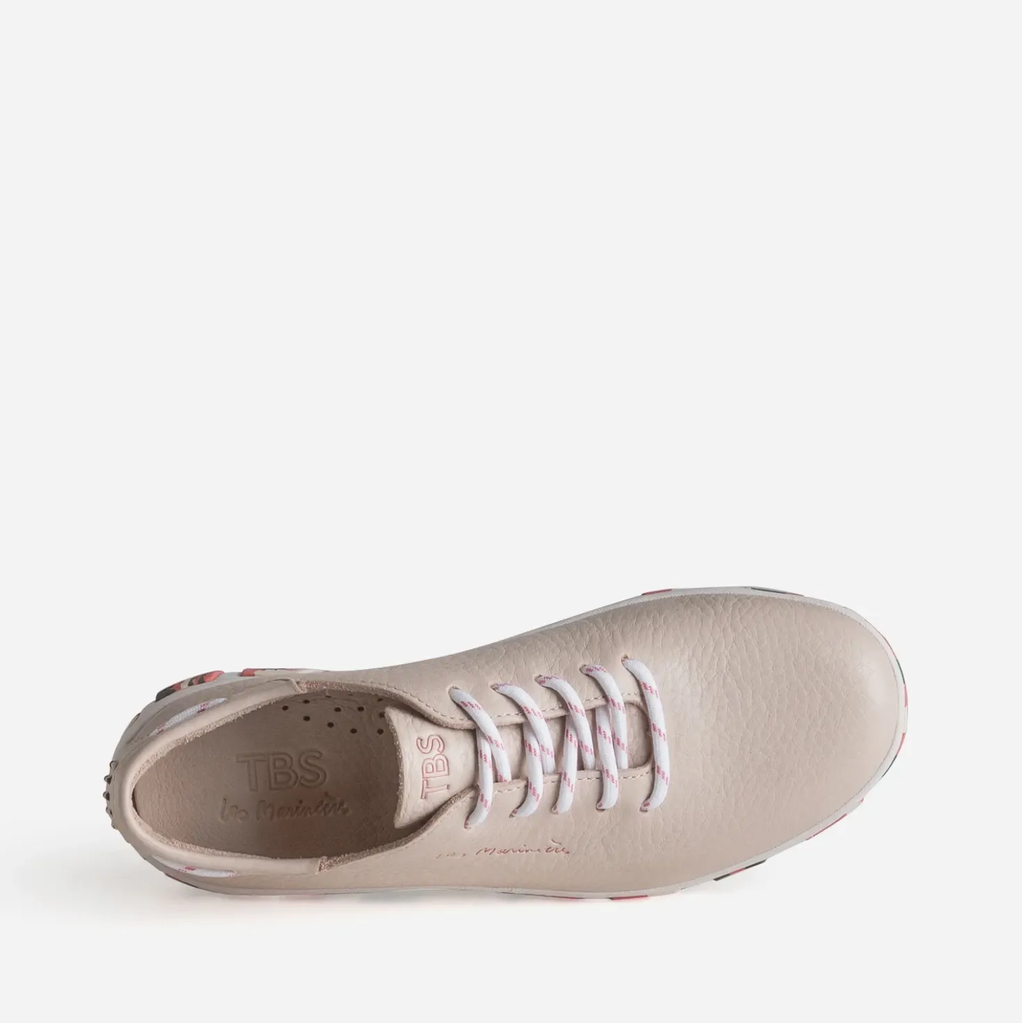 Tennis TBS rose cuir semelle à motif
