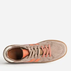 Tennis TEDDY SMITH camel cuir velours détails orange