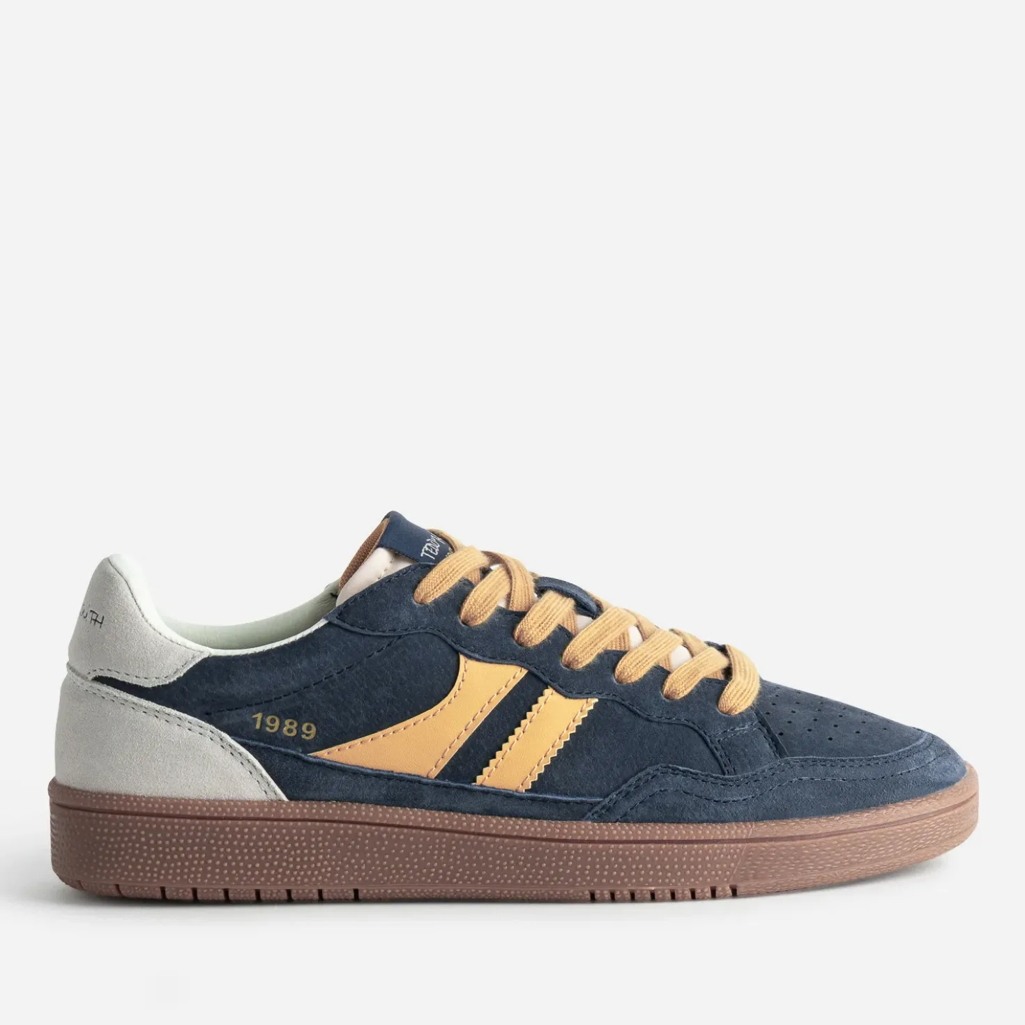 Tennis TEDDY SMITH marine cuir velours détails jaunes