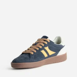 Tennis TEDDY SMITH marine cuir velours détails jaunes