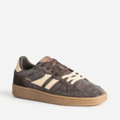 Tennis TEDDY SMITH marron cuir velours détails beige
