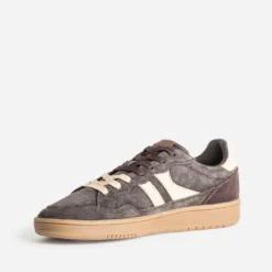 Tennis TEDDY SMITH marron cuir velours détails beige