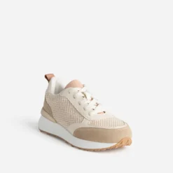 Tennis TEXTO beige bi-matière