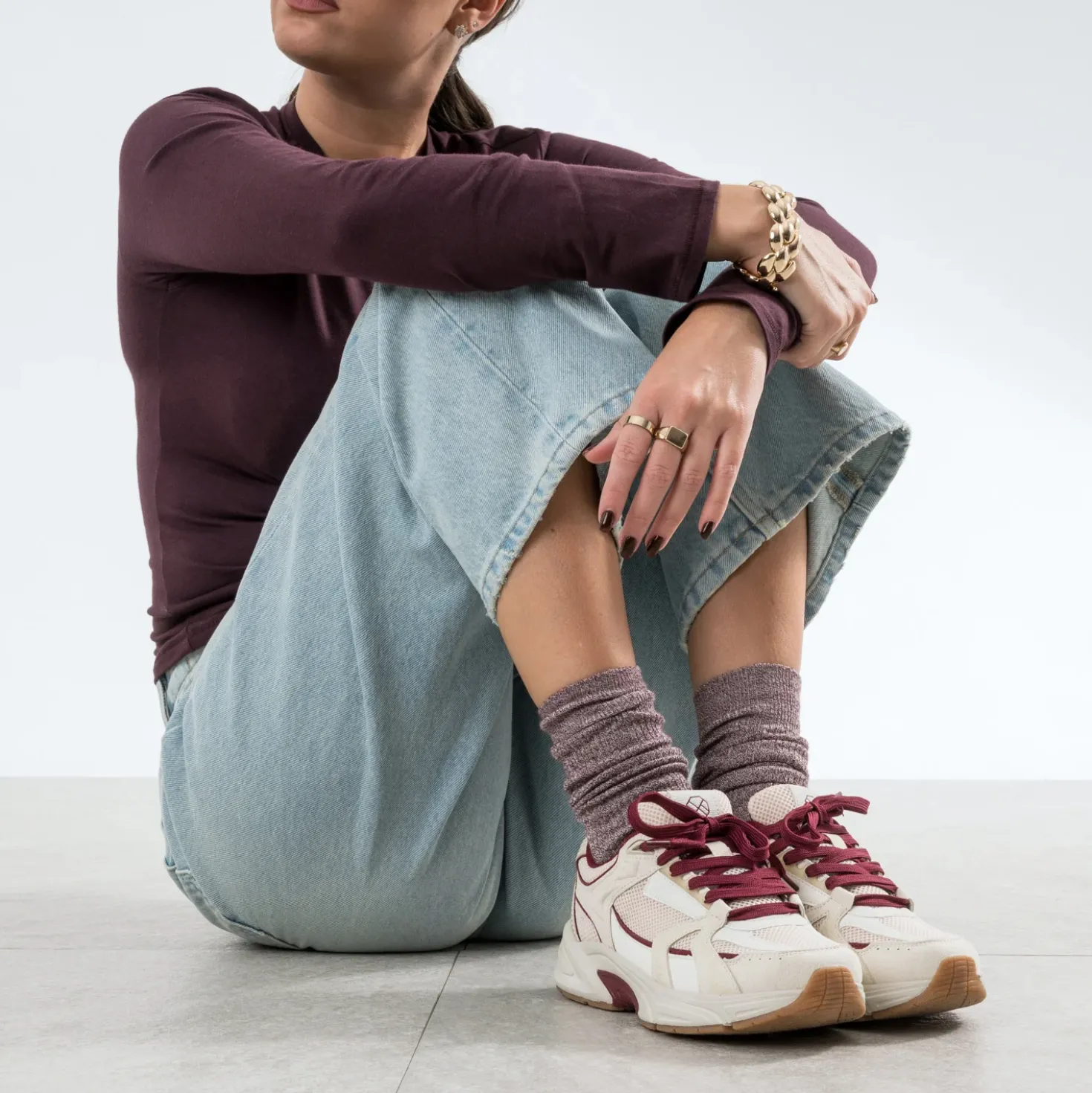 Tennis TEXTO beige et bordeaux