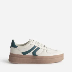 Tennis TEXTO beige et verte semelle épaisse