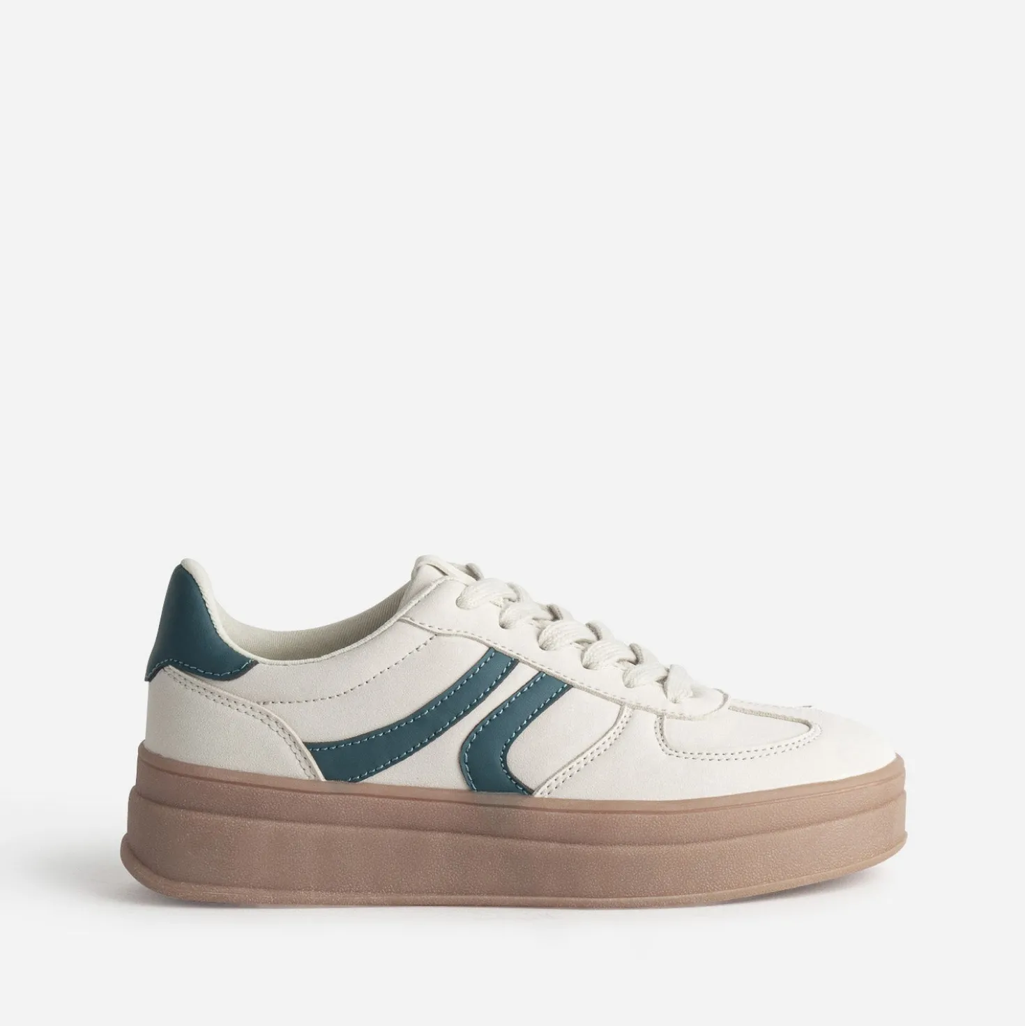 Tennis TEXTO beige et verte semelle épaisse