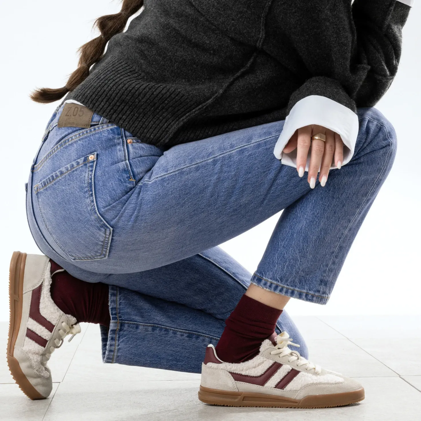 Tennis TEXTO beige sherpa et bordeaux