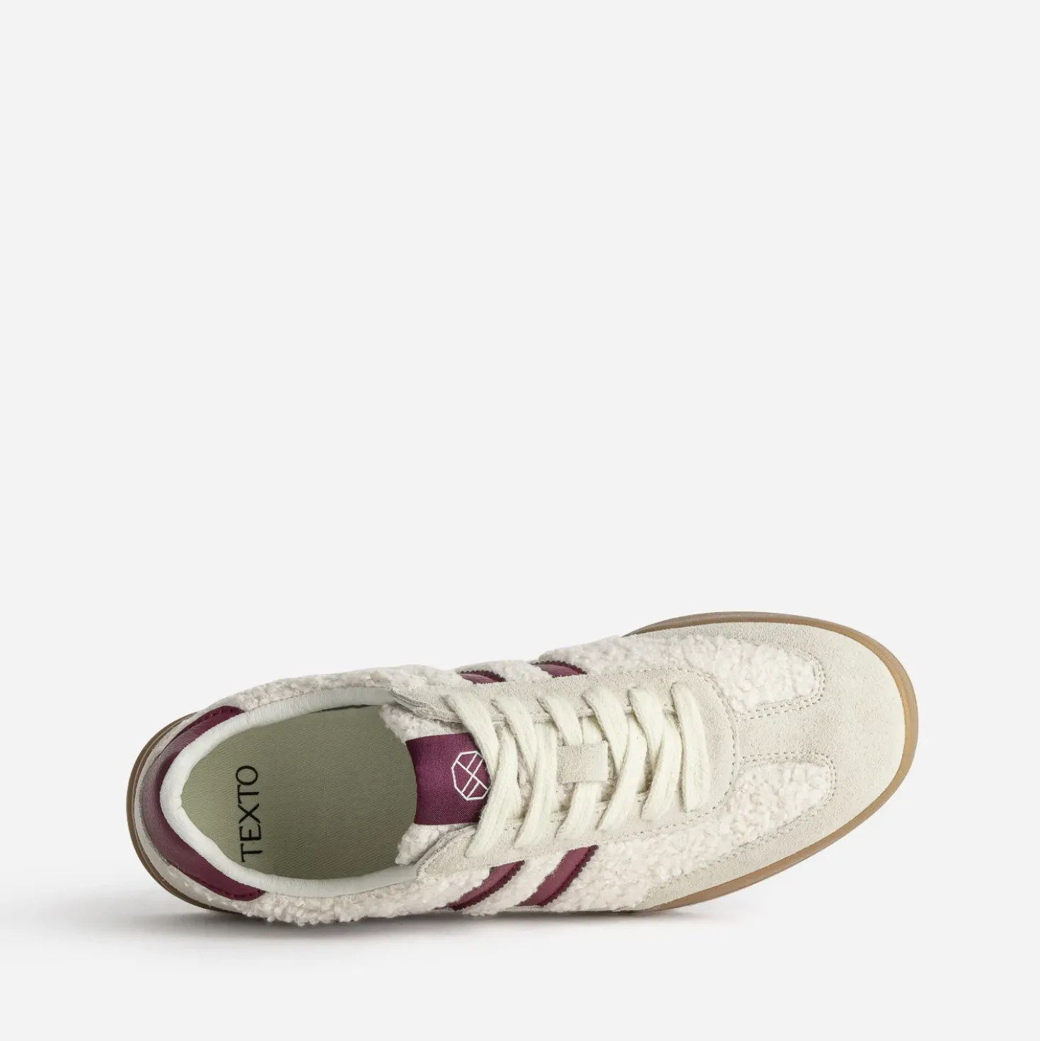Tennis TEXTO beige sherpa et bordeaux