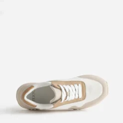 Tennis TEXTO blanche, beige et camel
