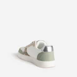 Tennis TEXTO blanche, beige et verte