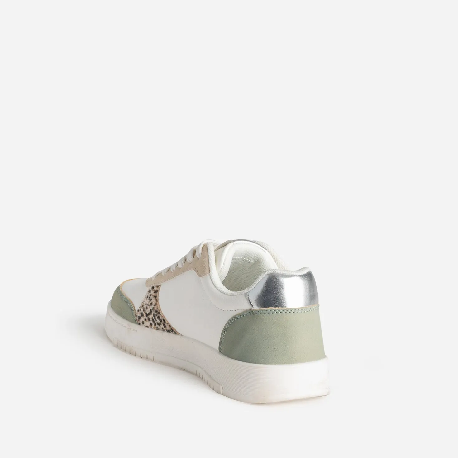 Tennis TEXTO blanche, beige et verte