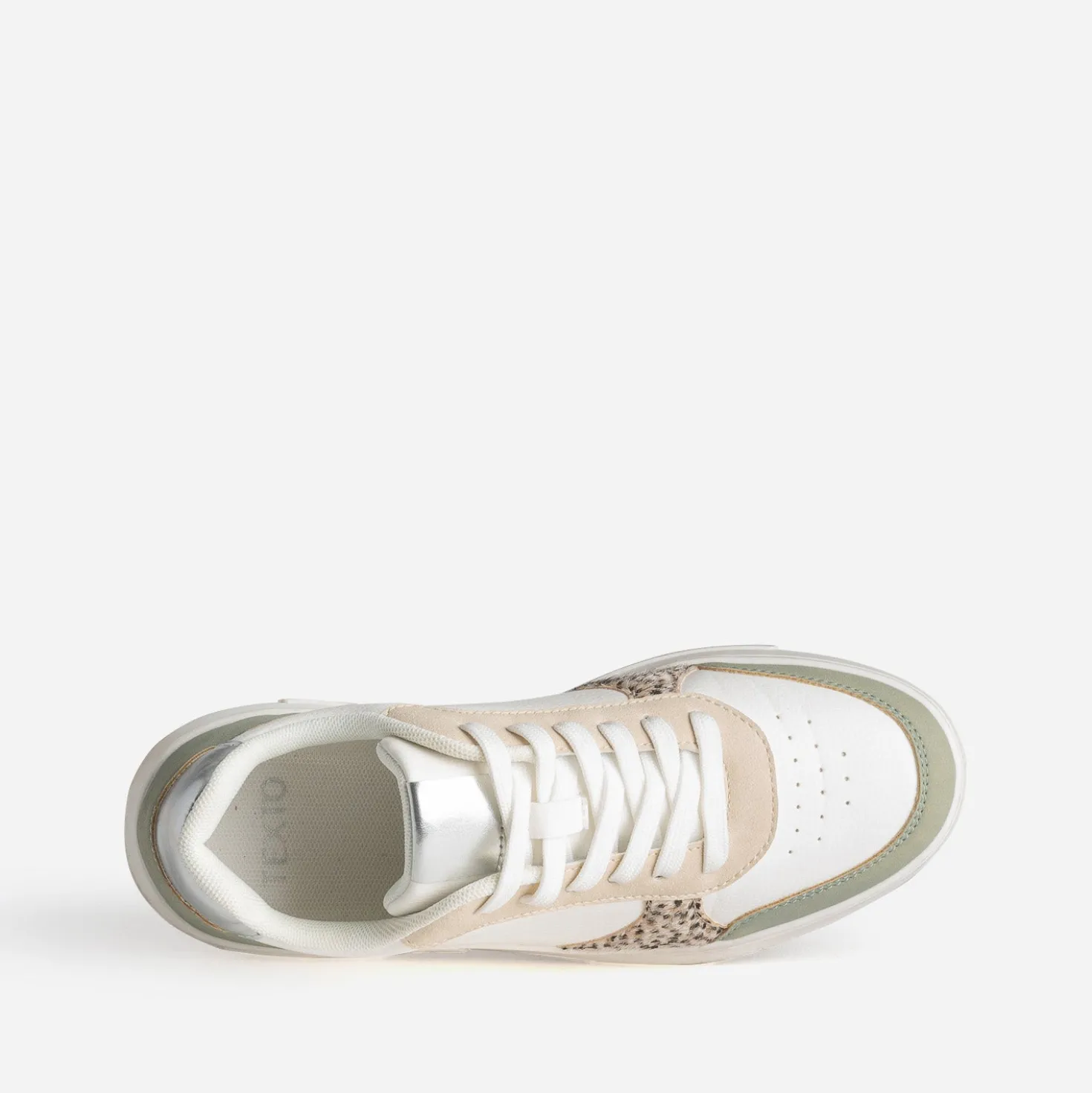 Tennis TEXTO blanche, beige et verte
