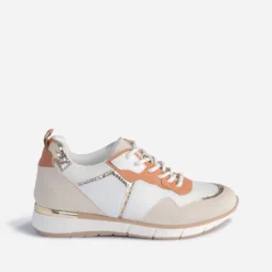 Tennis TEXTO blanche, beige, terracotta et or