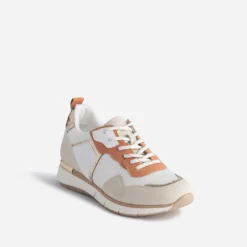 Tennis TEXTO blanche, beige, terracotta et or