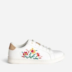 Tennis TEXTO blanche broderies exclusives fleurs