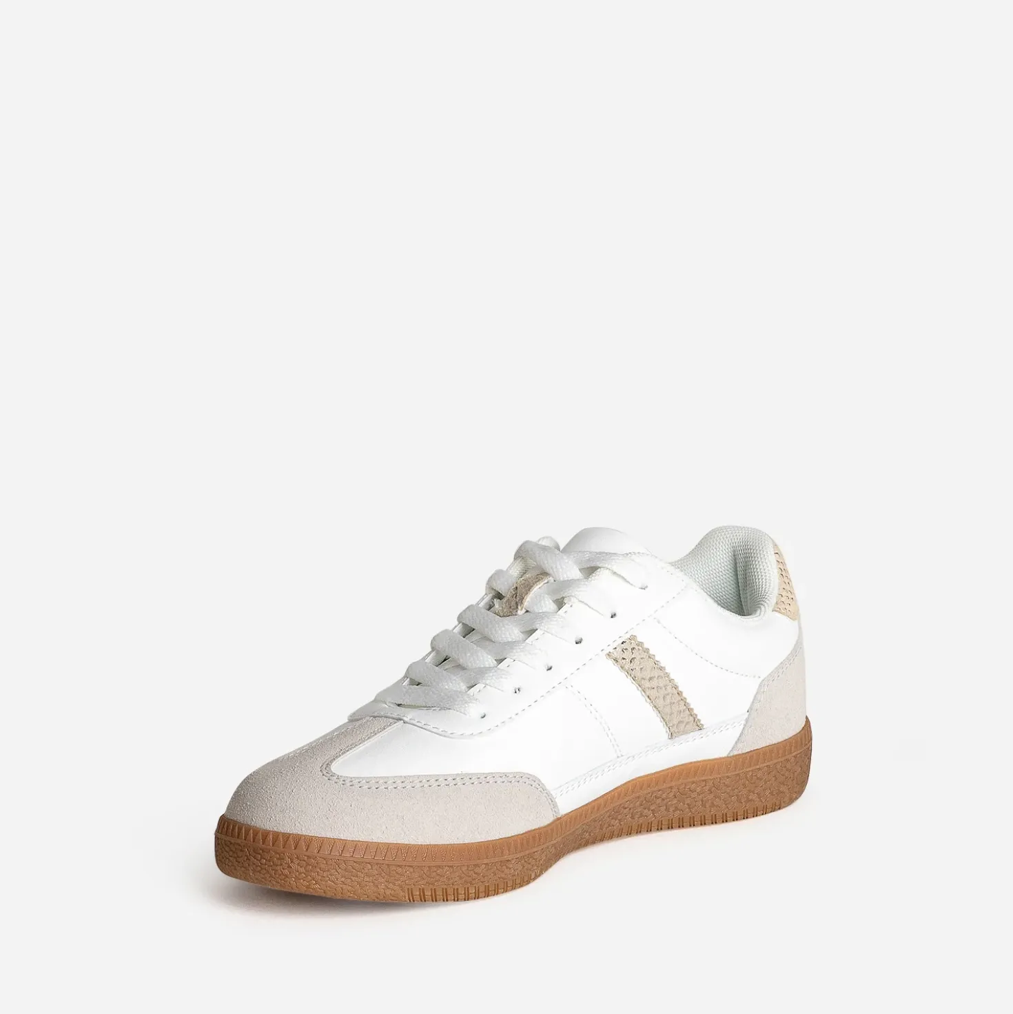 Tennis TEXTO blanche et taupe