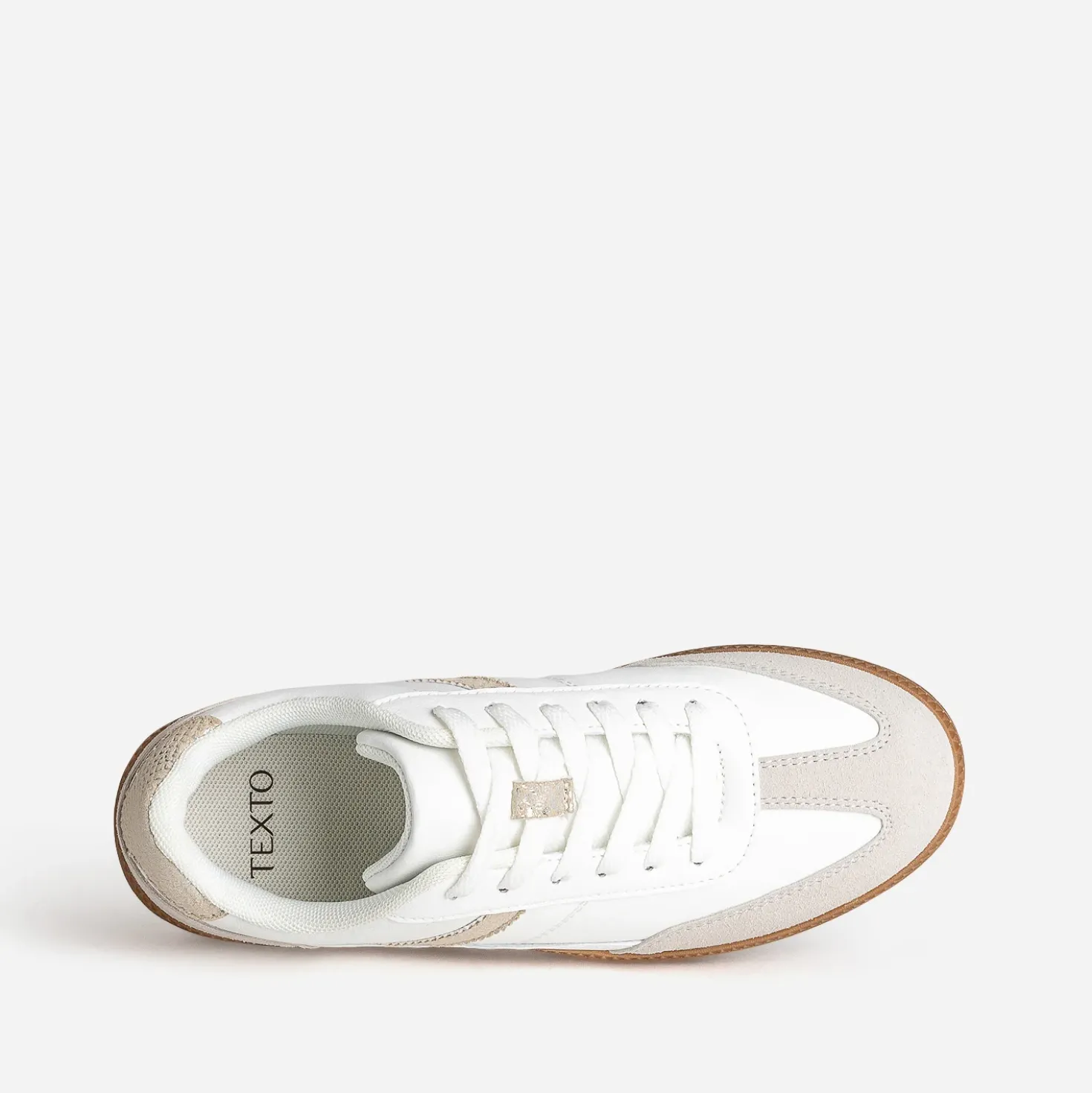 Tennis TEXTO blanche et taupe