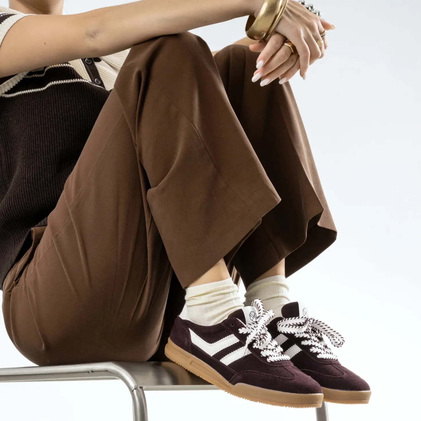 Tennis TEXTO bordeaux cuir velours