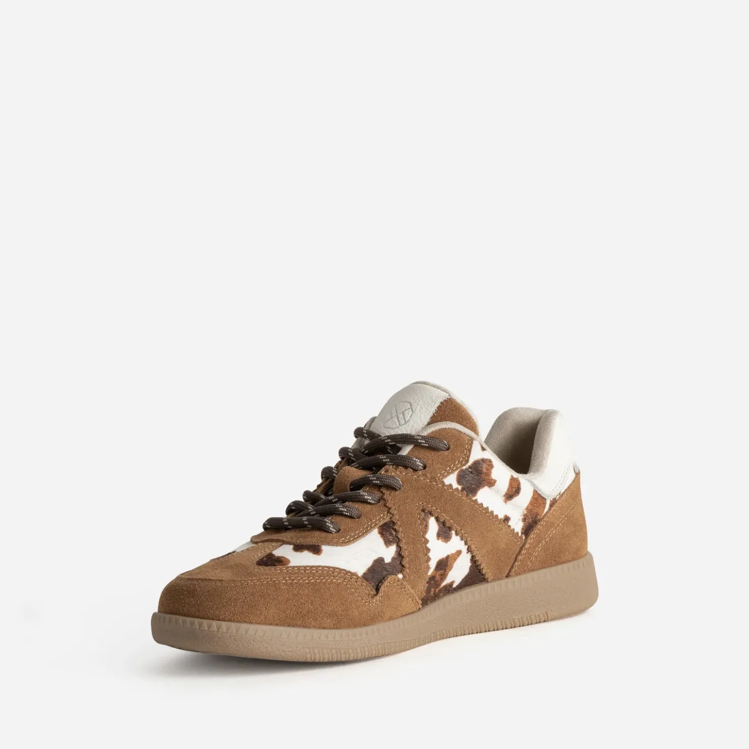 Tennis TEXTO camel cuir velours et vache