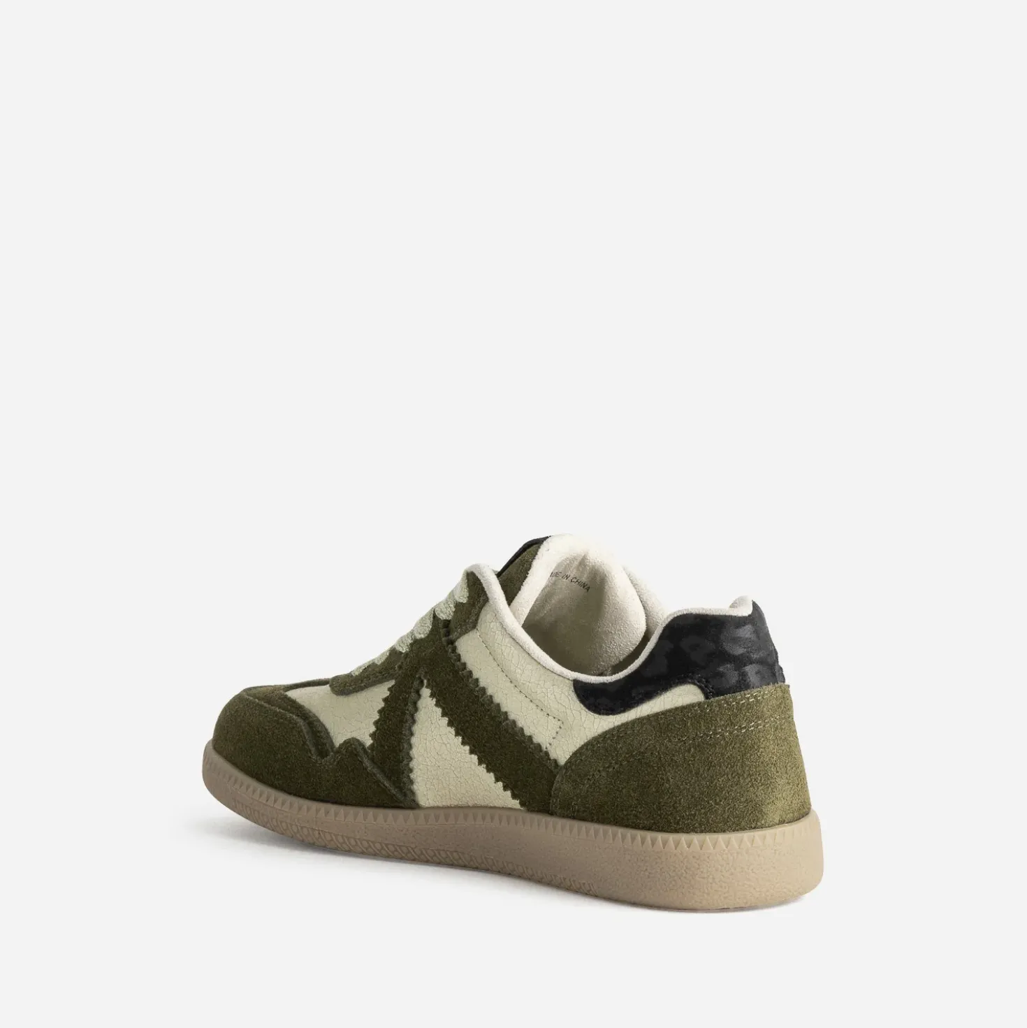 Tennis TEXTO kaki et doré cuir velours