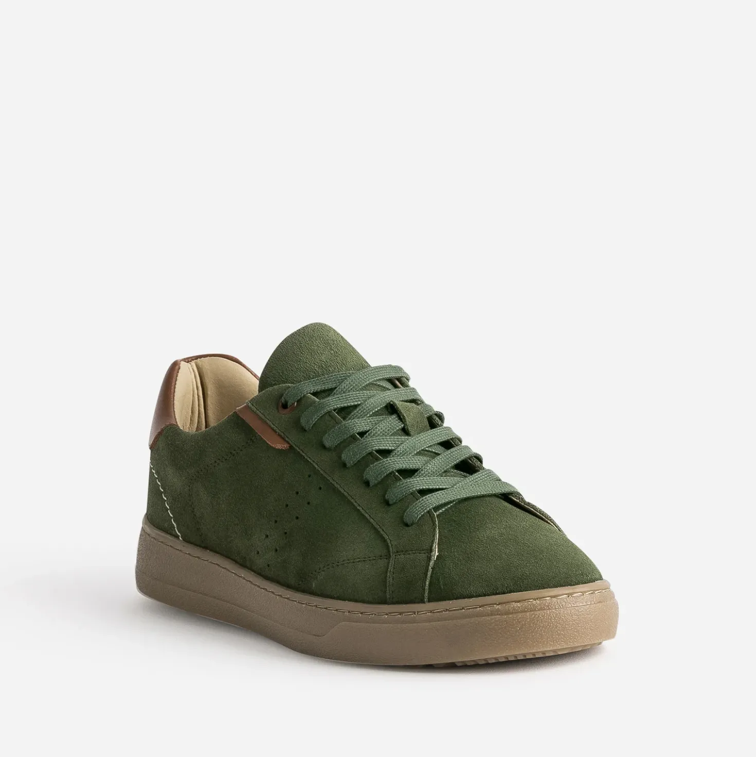 Tennis verte cuir velours