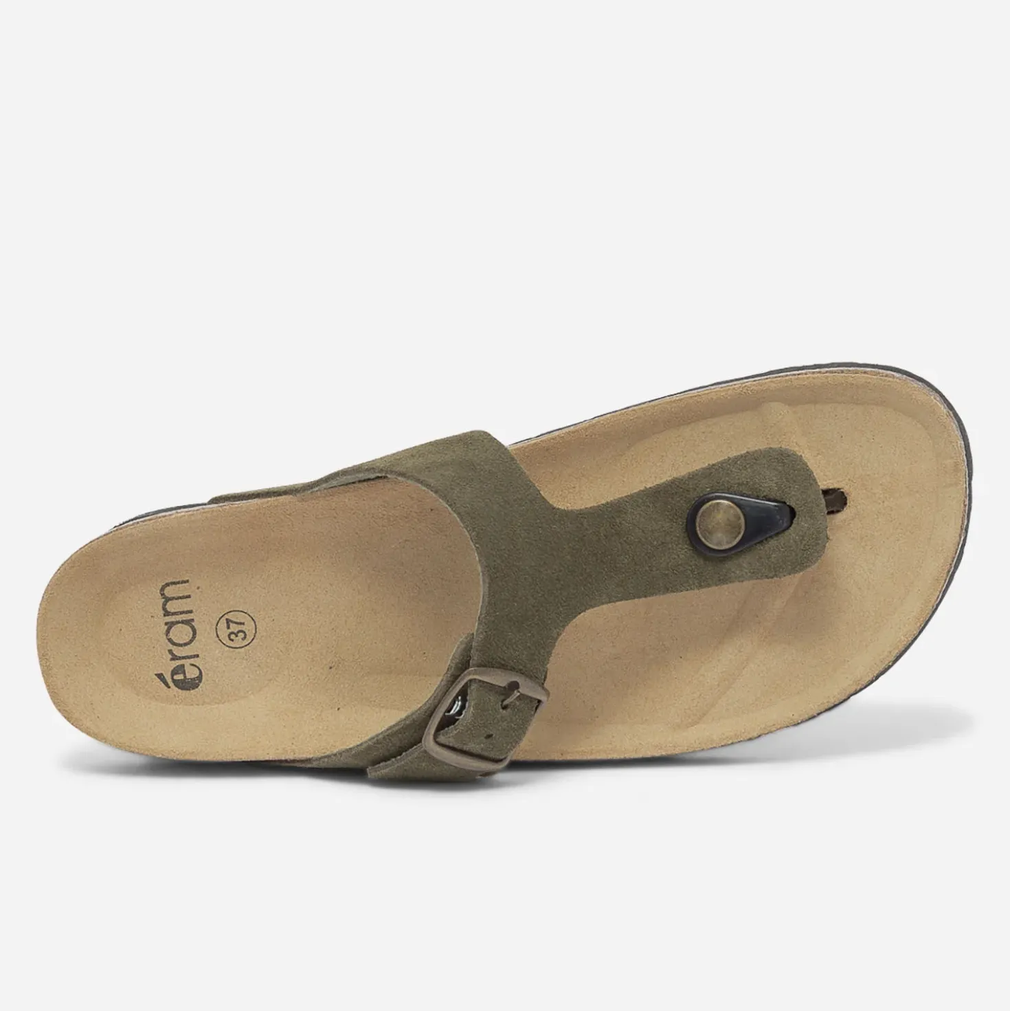 Tong anatomique kaki en cuir éco-conçu