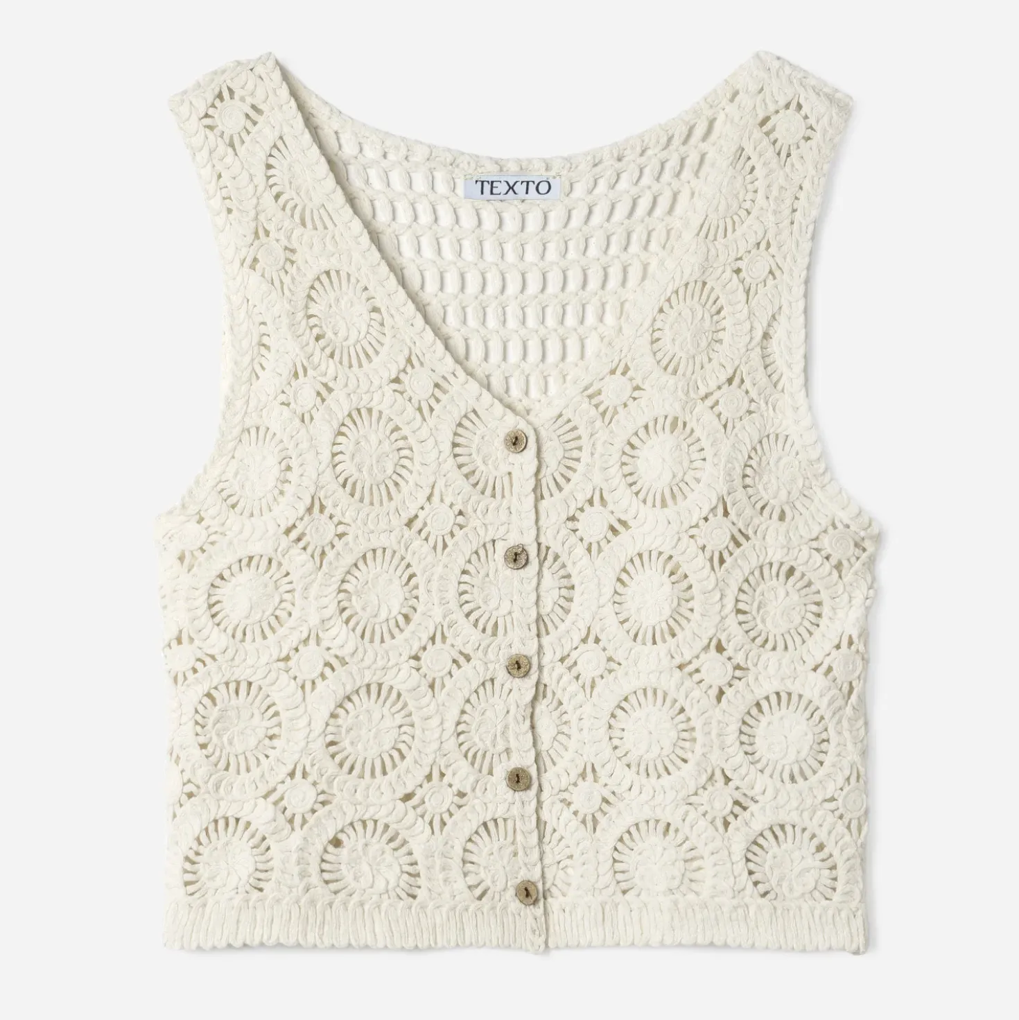 Top beige effet crochet