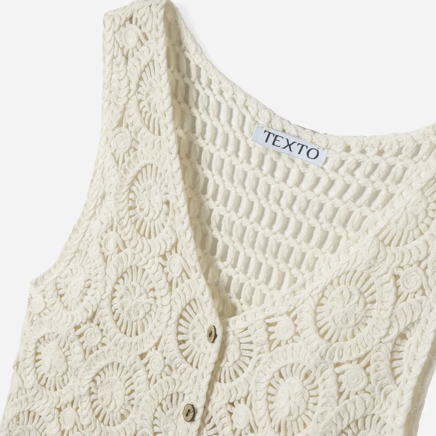 Top beige effet crochet