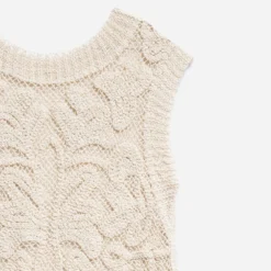 Top TEXTO beige façon crochet