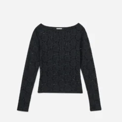Top TEXTO noir en dentelle