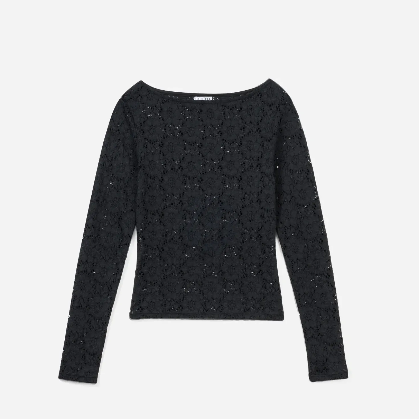 Top TEXTO noir en dentelle