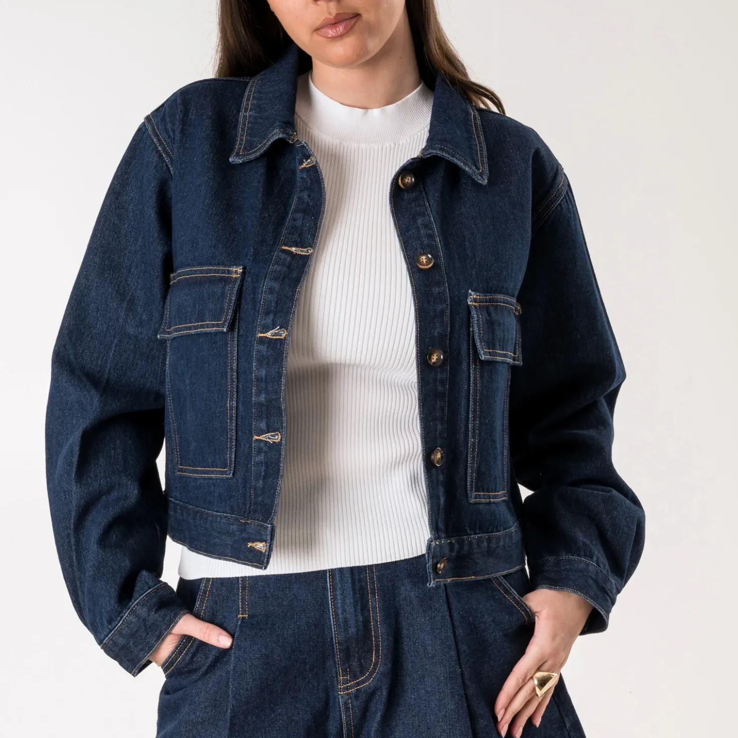 Veste en jean TEXTO brut cropped