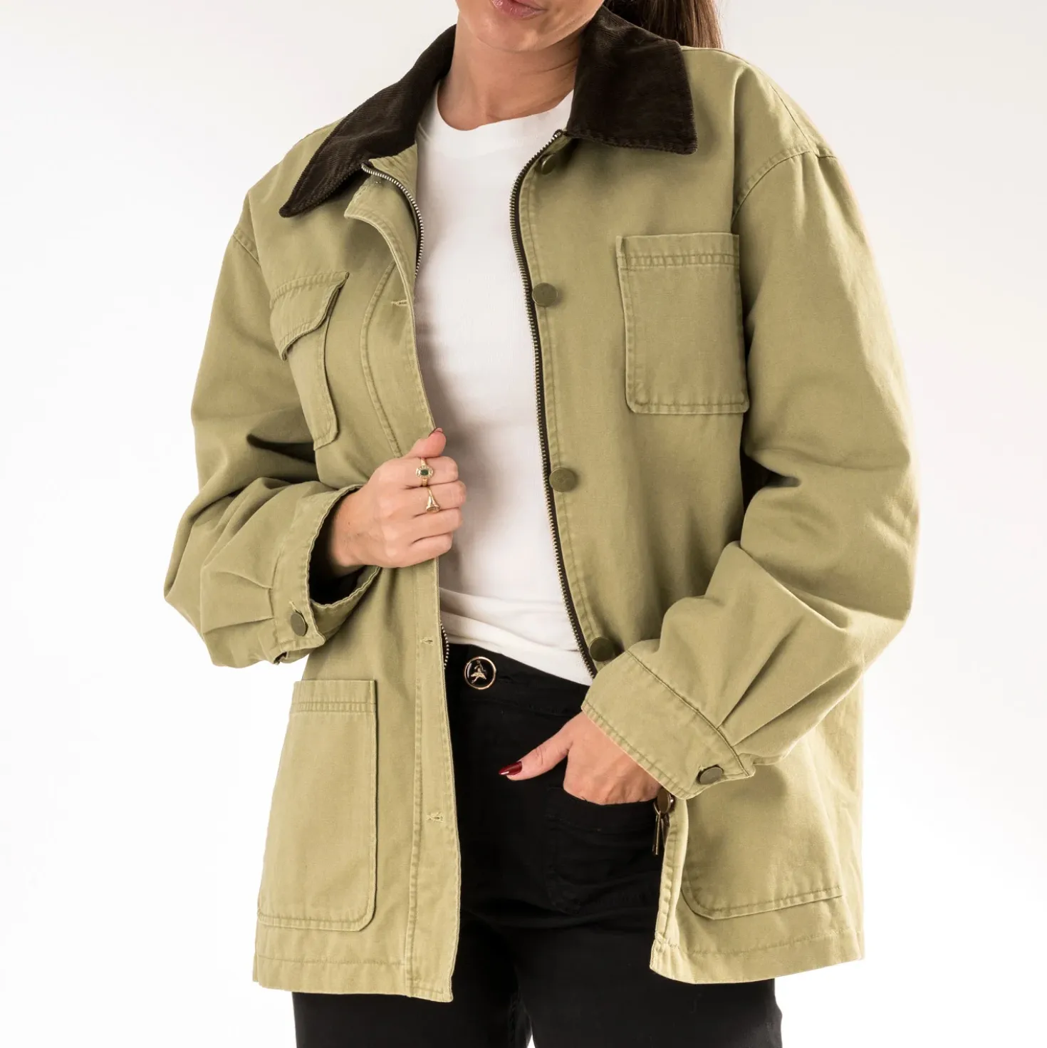 Veste ERAM WEAR beige avec col velours