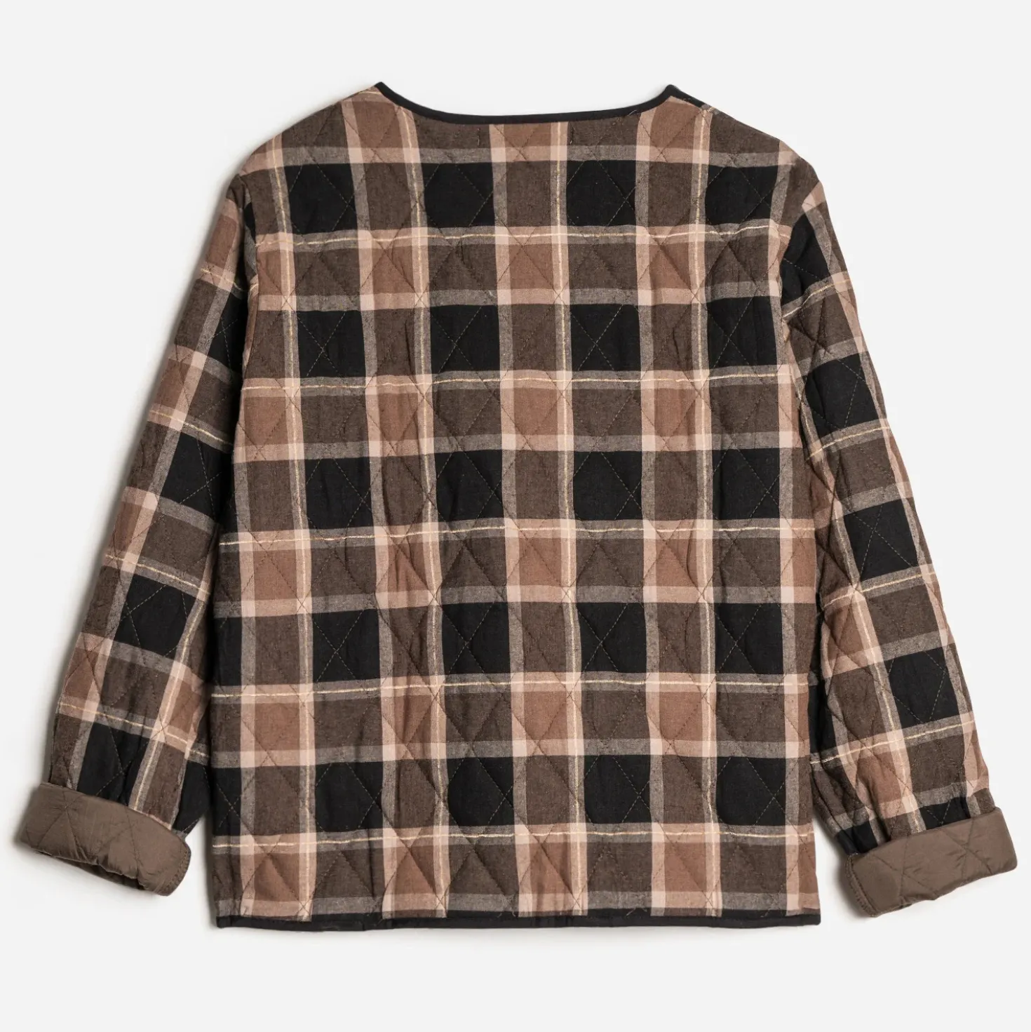 Veste ERAM WEAR camel matelassée motif carreaux