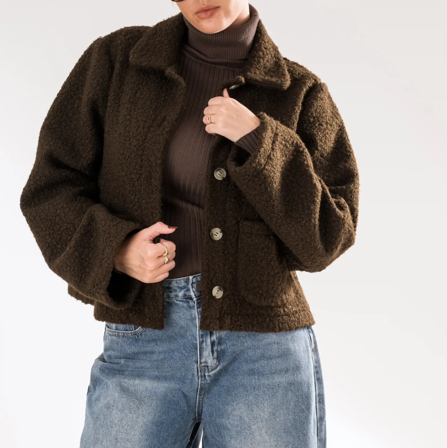 Veste ERAM WEAR marron façon bouclette
